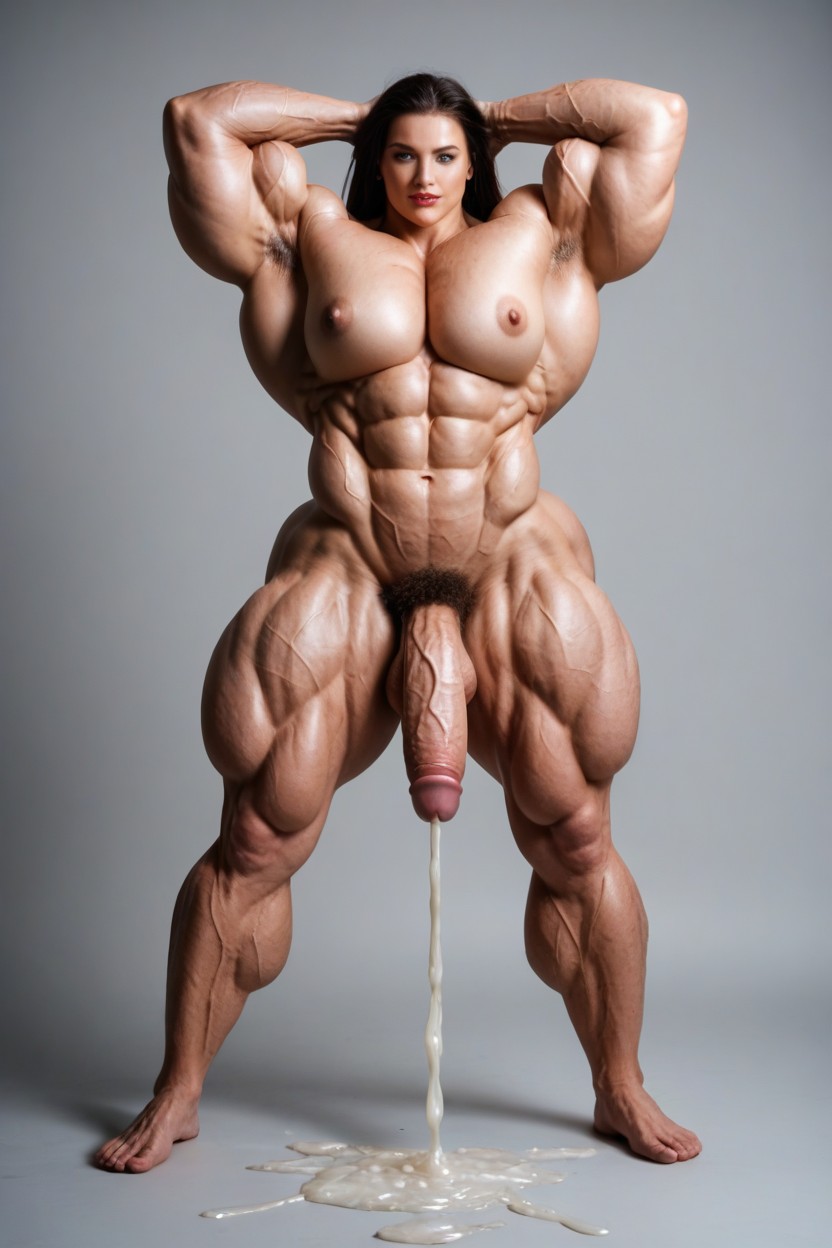 Wide Angle, Hyper Huge Thighs, Hulking Huge Muscles Shemale AI Porn