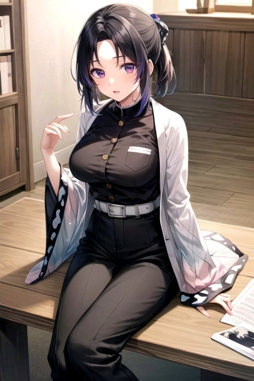 School Uniform, Rounded Breast, Sitting Down AI Porn