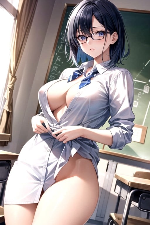 Glasses, 短髮, Classroom人妖AI色情