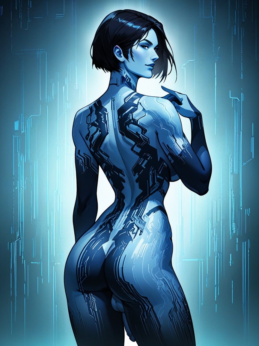 Visão Traseira, Peito Grande, Cortana From Halo Pornografia de IA