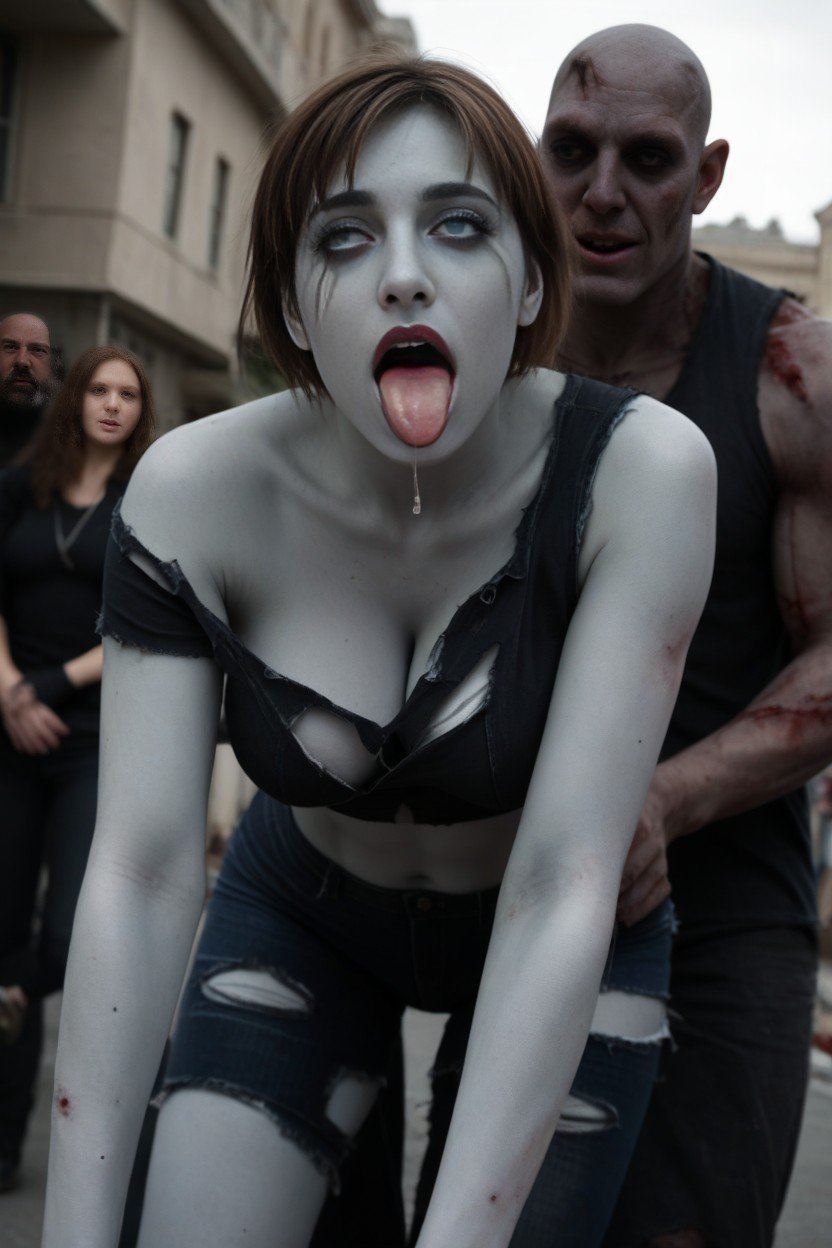 Zombie Sex, Ahegao, Grey Skin ZombiePorno IA