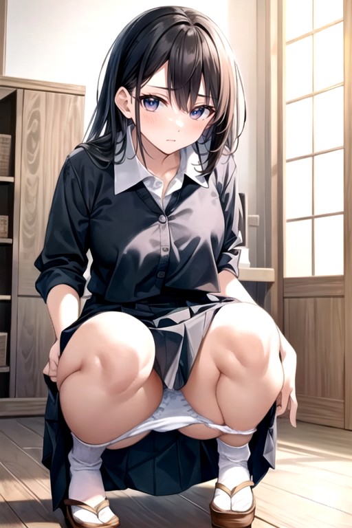 制服, パンティを下ろす, 小さな胸ヘンタイAIポルノ