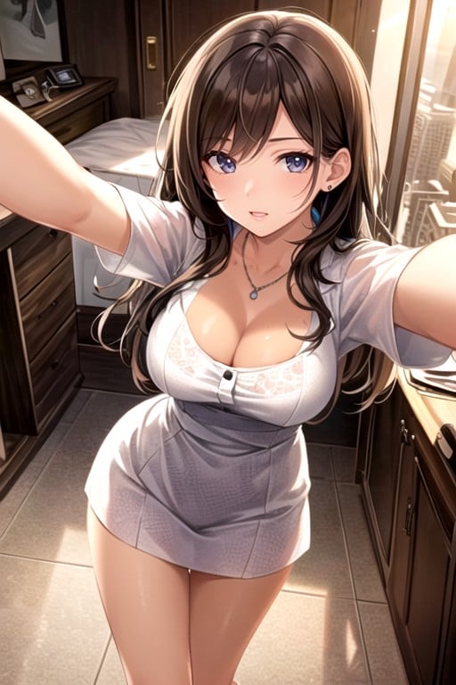 Amanecer, Selfie, De Arriba A AbajoPorno AI Hentai