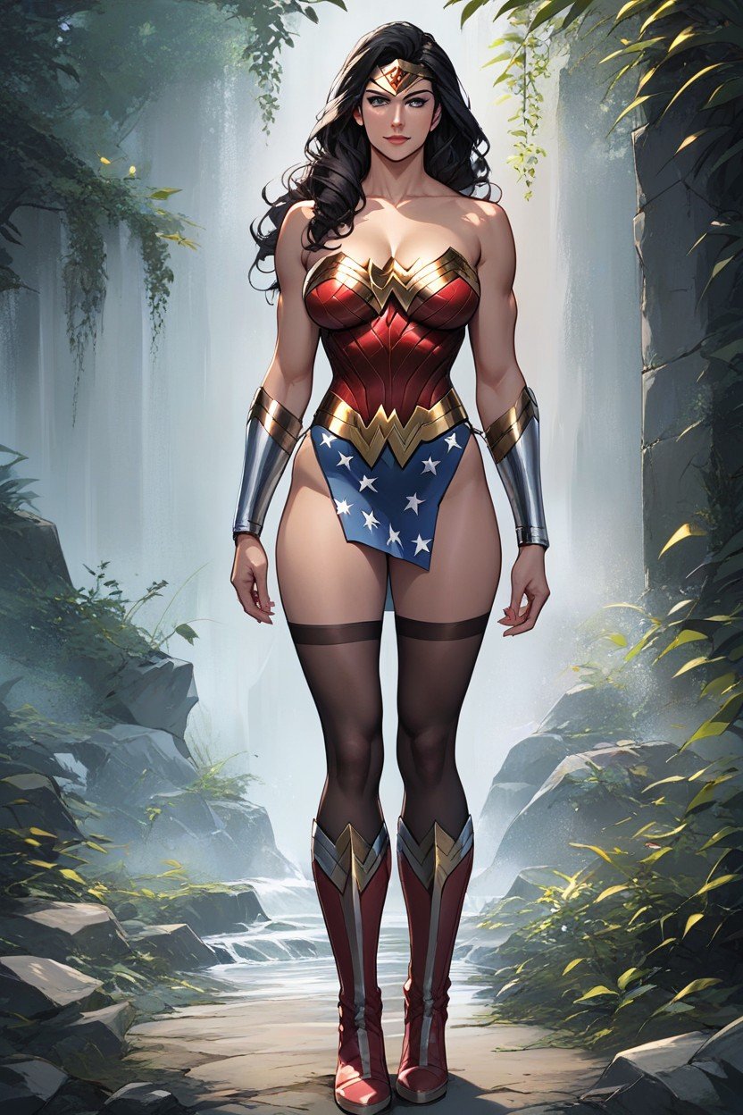 Black Stockings, Wonder Woman, Standing Pornografia de IA