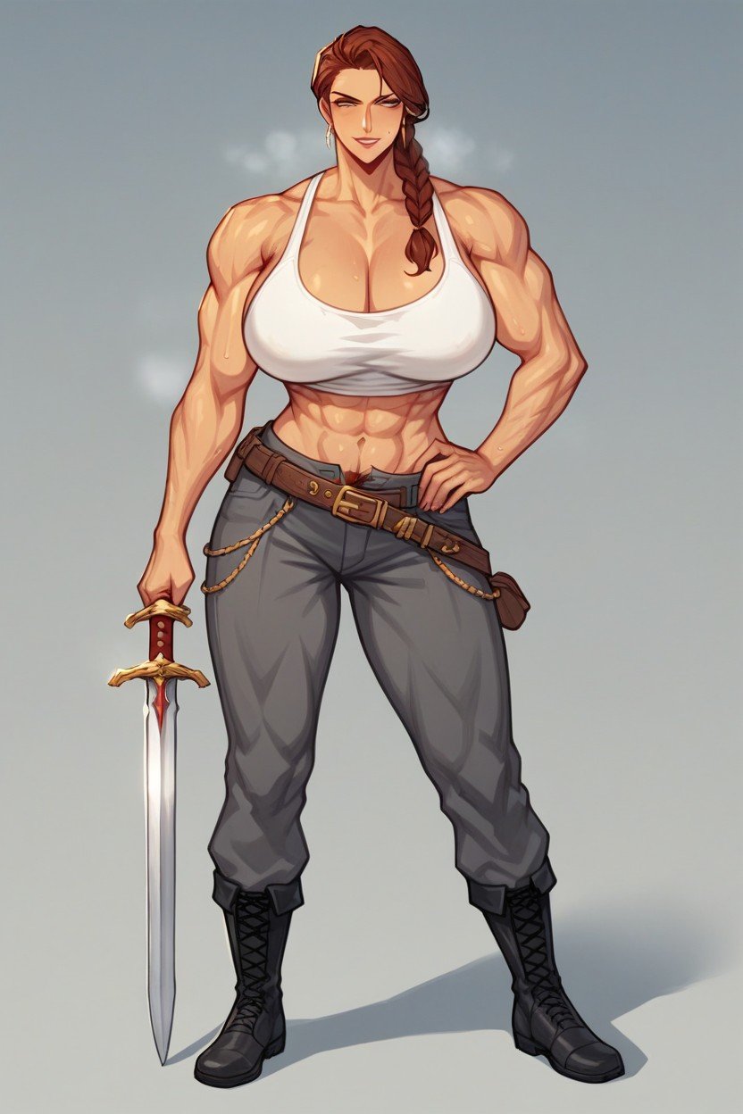 Physically Strong Master Character Often Seen In Battle Manga She Has A Rough, Based On The Image Of A Spartan Type, Active Pornografia peluda com IA