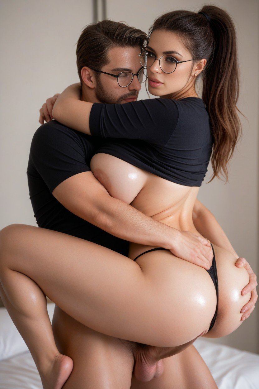 Gorgeous, Small Ass, Wearing Tight Compression Shirt Rolled Up Shemale AI Porn