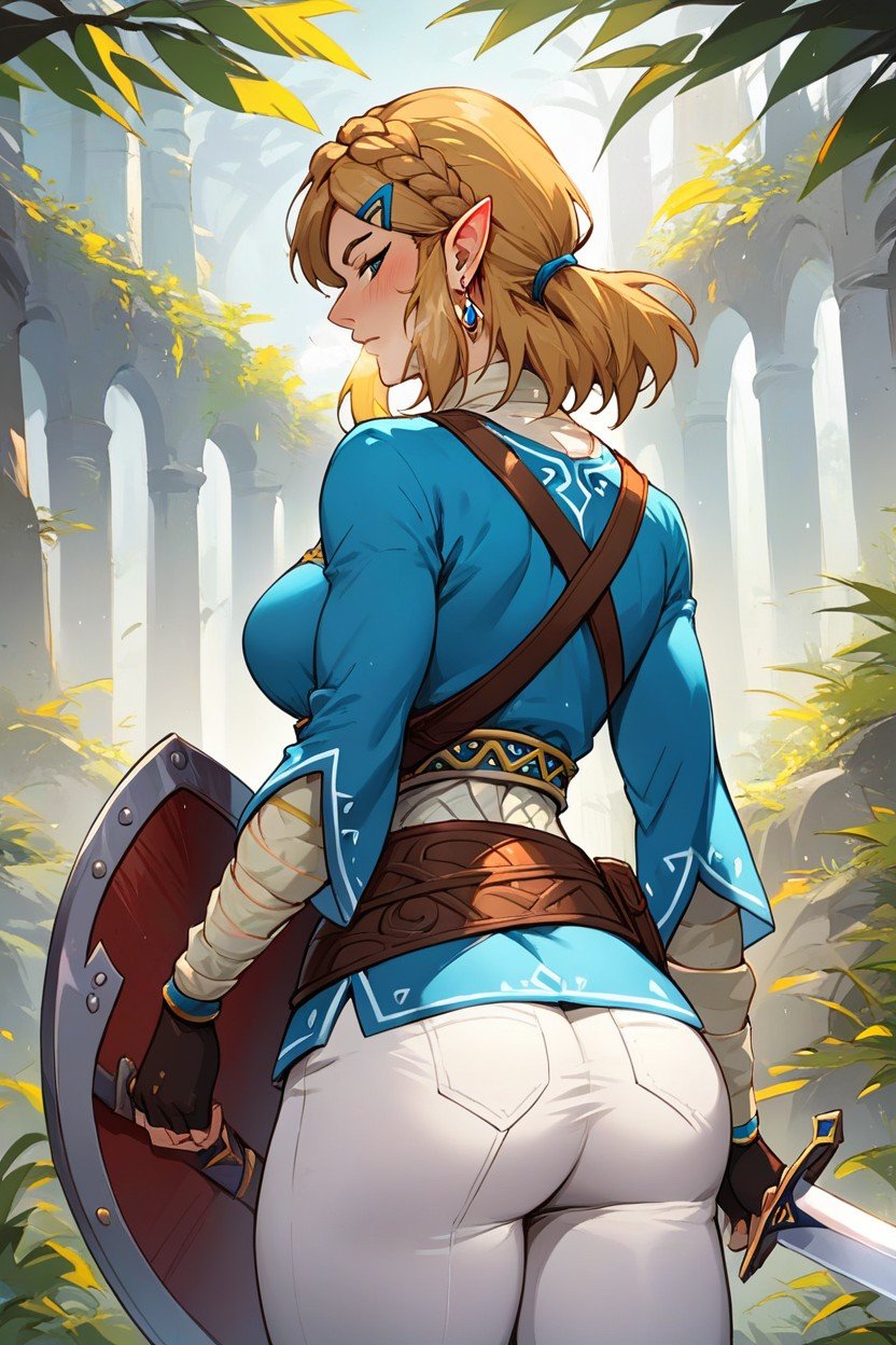 Medium Breast, Medium Ass, Female Link From Breath Of The WildAI黄漫