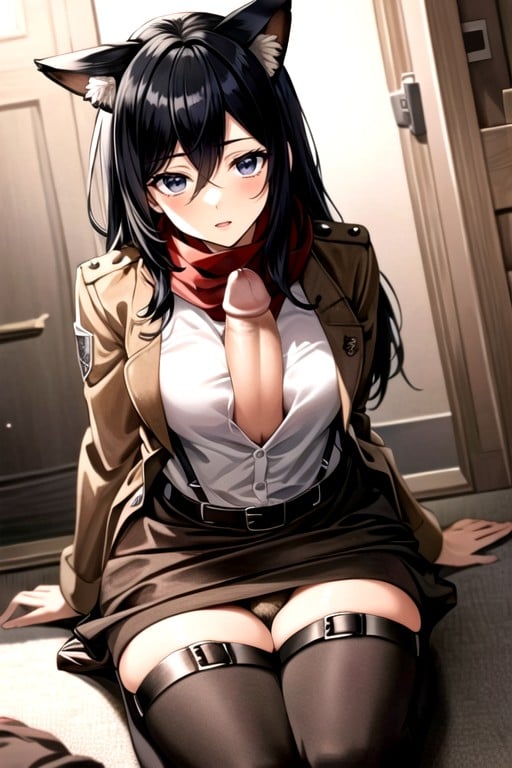 Pelo Negro, Mikasa Ackerman (attack On Titan), Cogida De Tetas (primera Persona)Porno AI