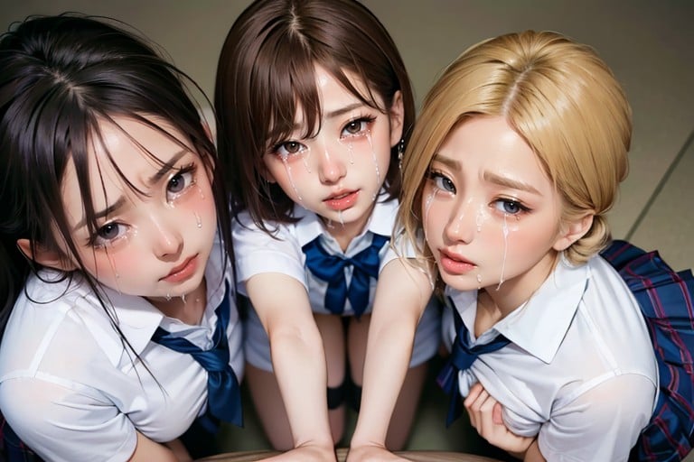 Blonde Hair, All Fours, Harem Asian AI Porn