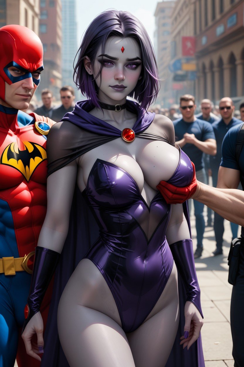 Superhero, Many People Around, Raven Hentai AI Porn