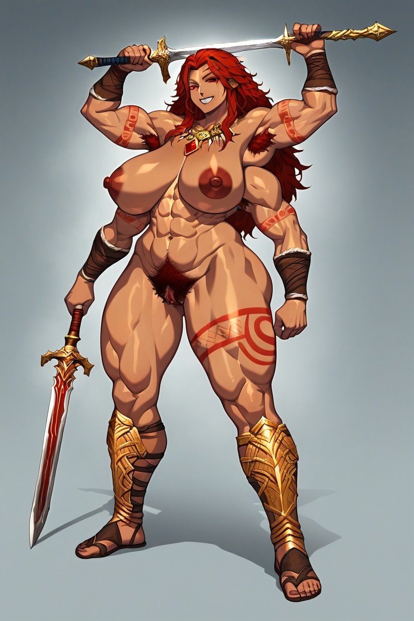 Illustration Of A Fighting Anime Character, Head Body, Big Boobs헨타이 AI 포르노