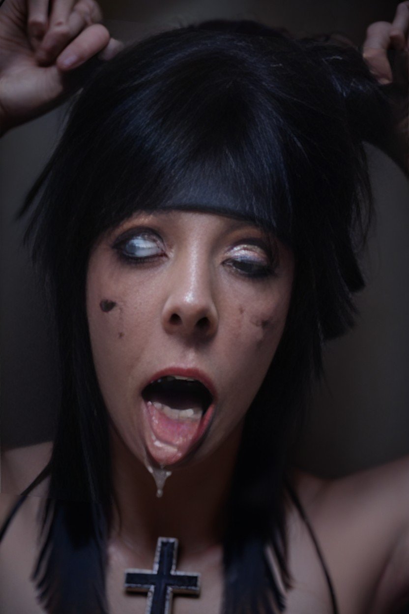 Ahegao, Meias Altas Até A Coxa, Braços Levantados Travesti IA Pornô