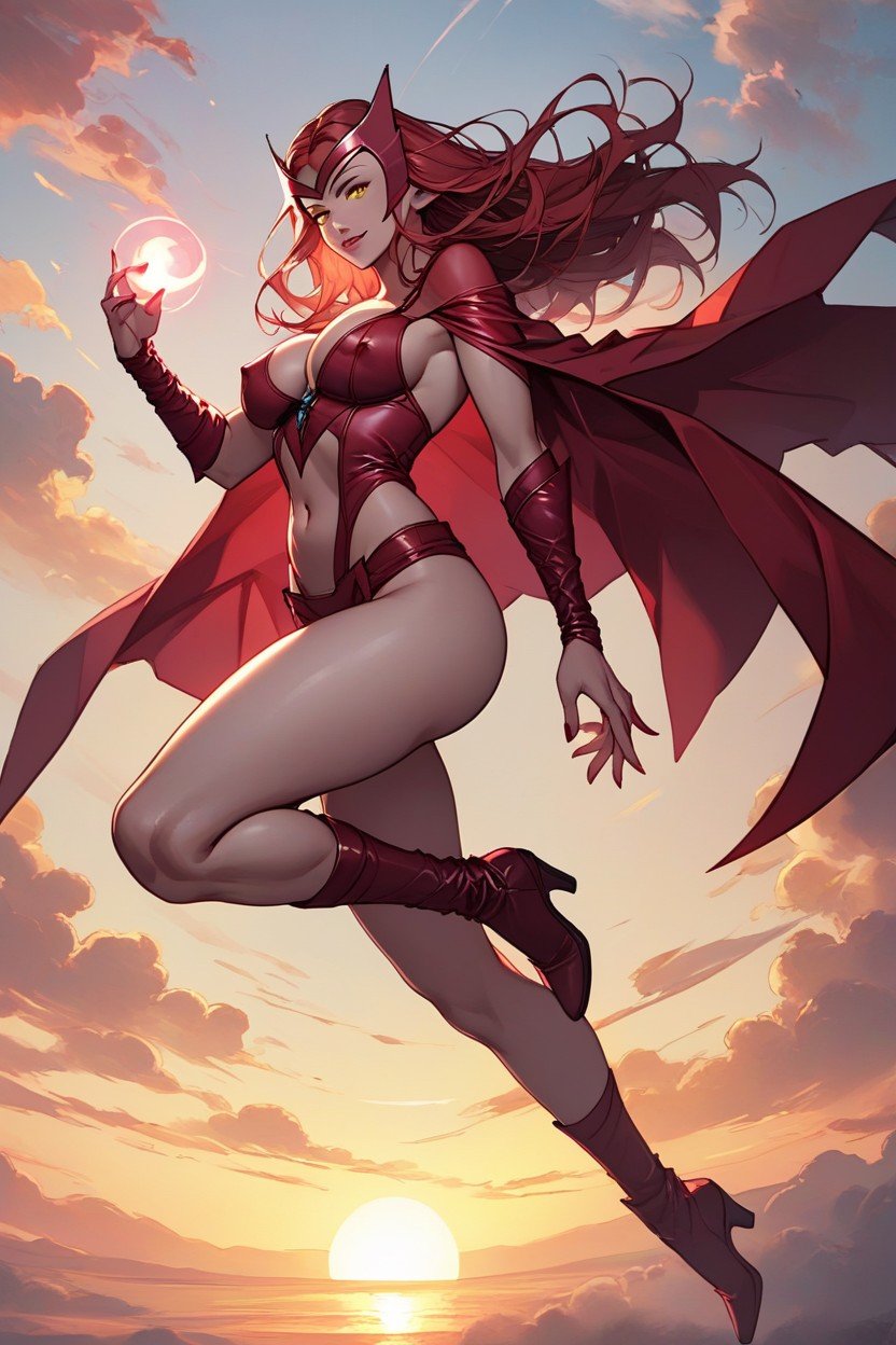 Navel Exposed, Scarlet Witch From Marvel, Nipple OutlinePorno IA Hentai