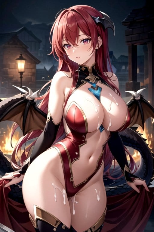 Red Hair, Dragon Woman, Covered In CumPorno AI