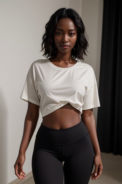 Dark Black Skin, Yoga Pants, Asian AI Porn