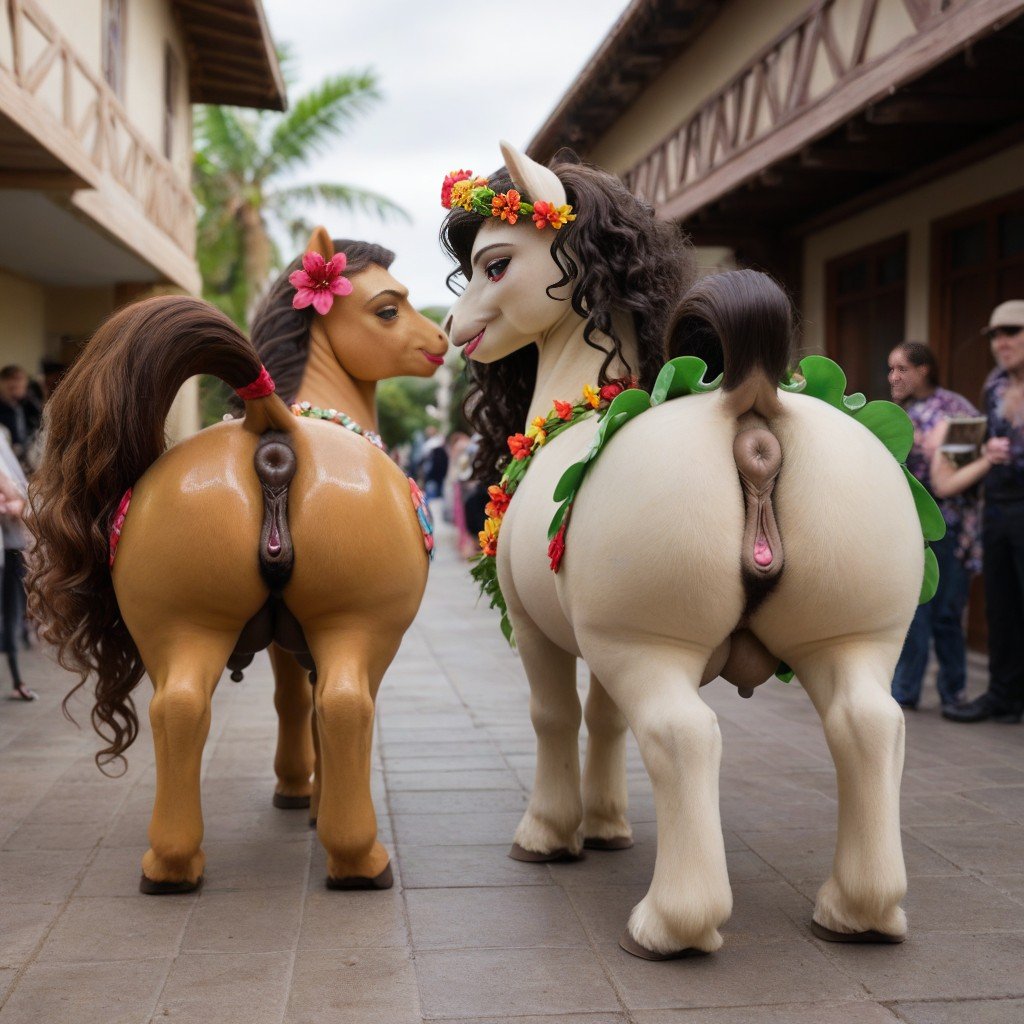 Pony Wearing Purple Eye Shadow, Pony Wearing Fancy Dress, Big Pony Presenting Pony Pussy쉬메일 AI 포르노