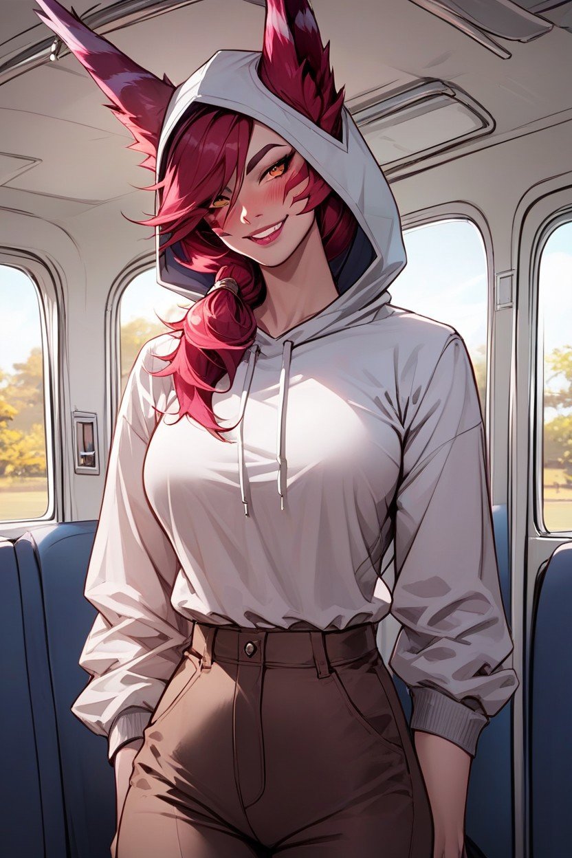 Brown Baggy Hoodie, Xayah League Of Legends, Brown Baggy PantsAI黄片