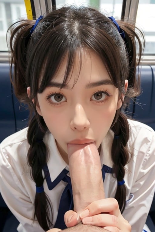 Pigtails, Bangs, School Uniform AI Porn