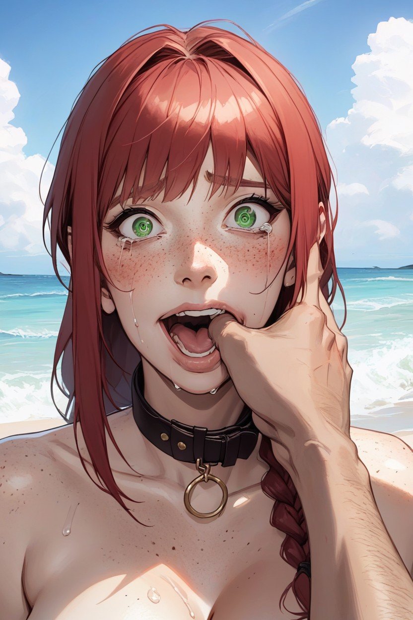 Looking At Viewer, Beach, Blushing AI Porn