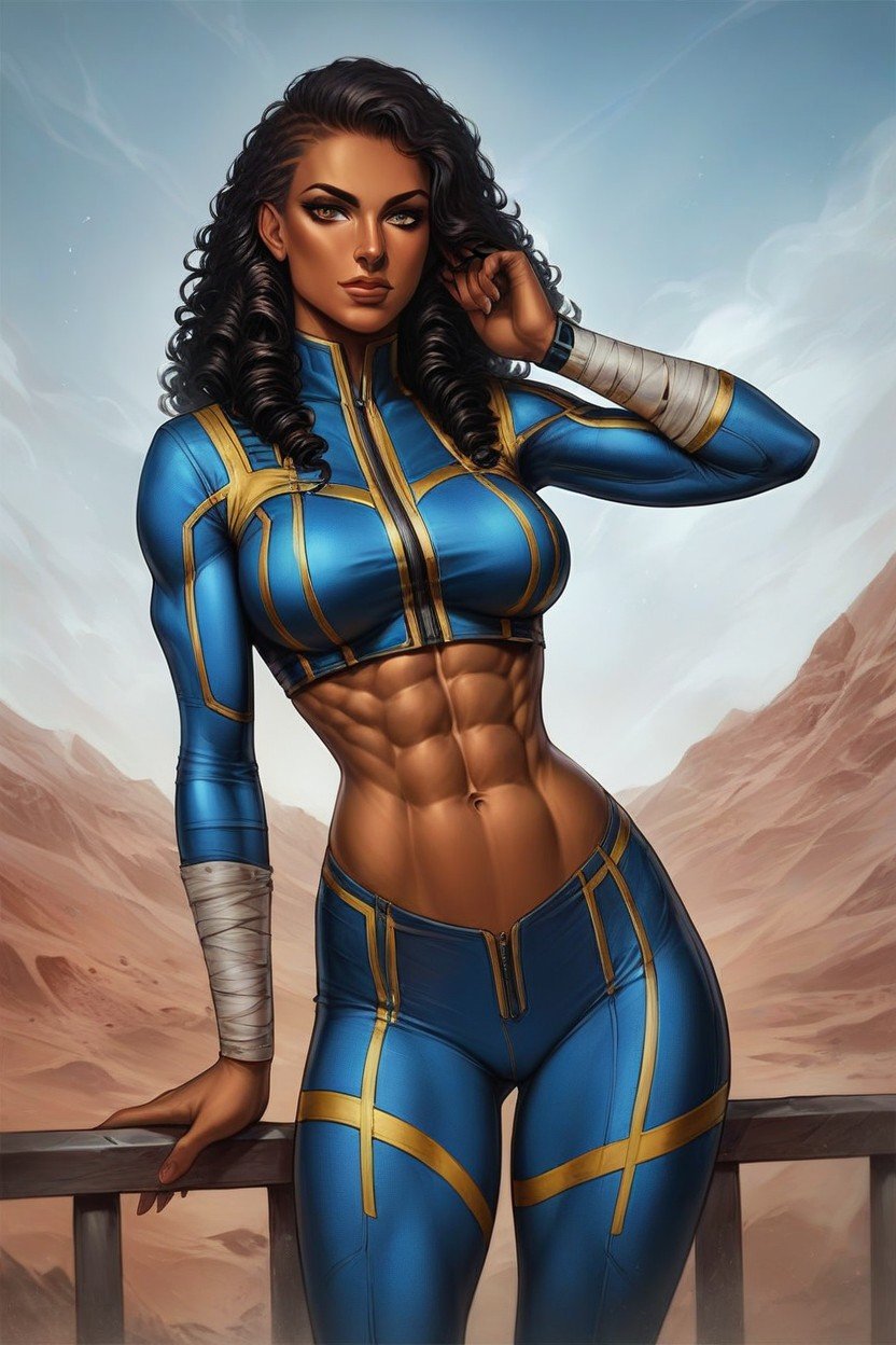 African American, Vault Suit, Abs Pornografia de IA