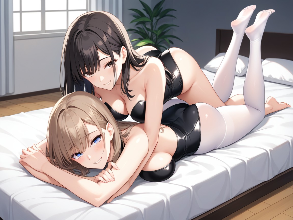 Hugging Caressing Each Other, Pale Skin, Happy Smile Hentai AI Porn
