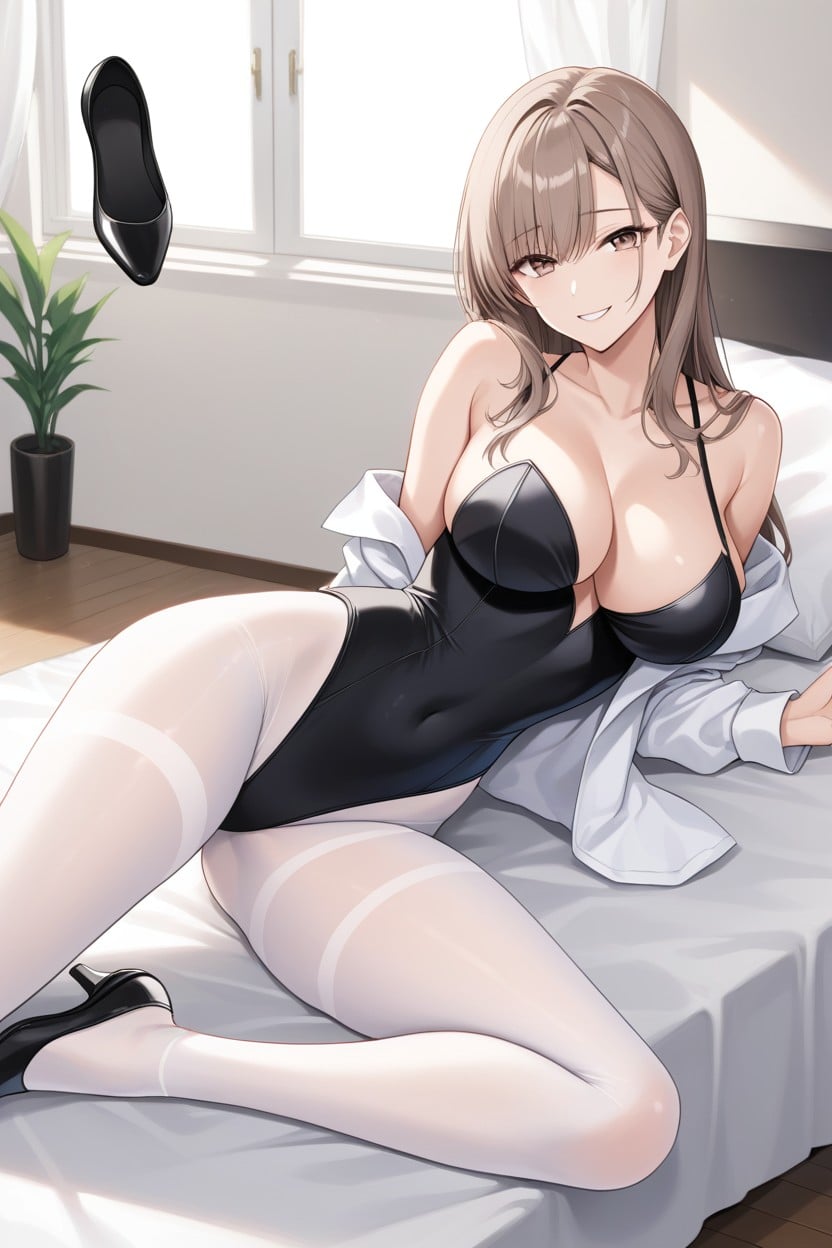 Medium Butt, Long Sleeve Black Leotard, Black Ballet Slippers Hentai AI Porn