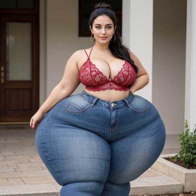 Double Wide Ass, Long Jeans, Wide Saddlebag Hips AI Porn