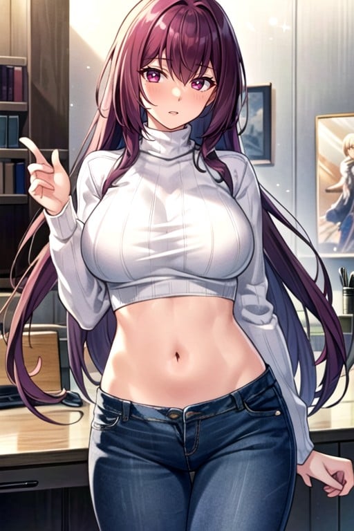 Navel Exposed, Sweater, Crop Top AI Porn