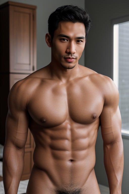 Big Cock And Hot, Handsome Indonesian Man, Athletic Body Pornografia de IA