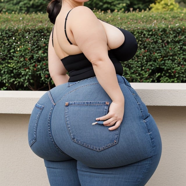 Bottom Heavy Hourglass Shape, Seductive Smile, Extremely Large Ass AI Porn