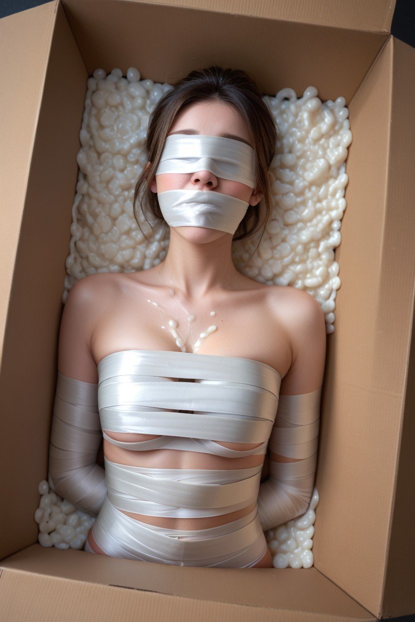 Good Anatomy, Tape Blindfold, Excessive Cum Pornografia peluda com IA