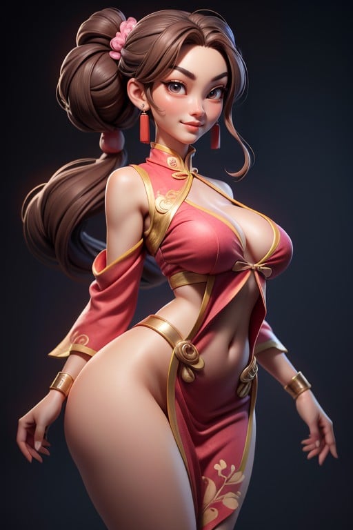 Chun-listreet Fighter, Chinese Facial Features, Sexy PosePorno IA