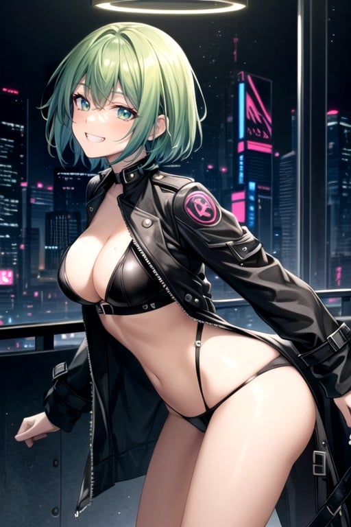 Very Short Hair, Cybernetic Arms, Punk AI Porn