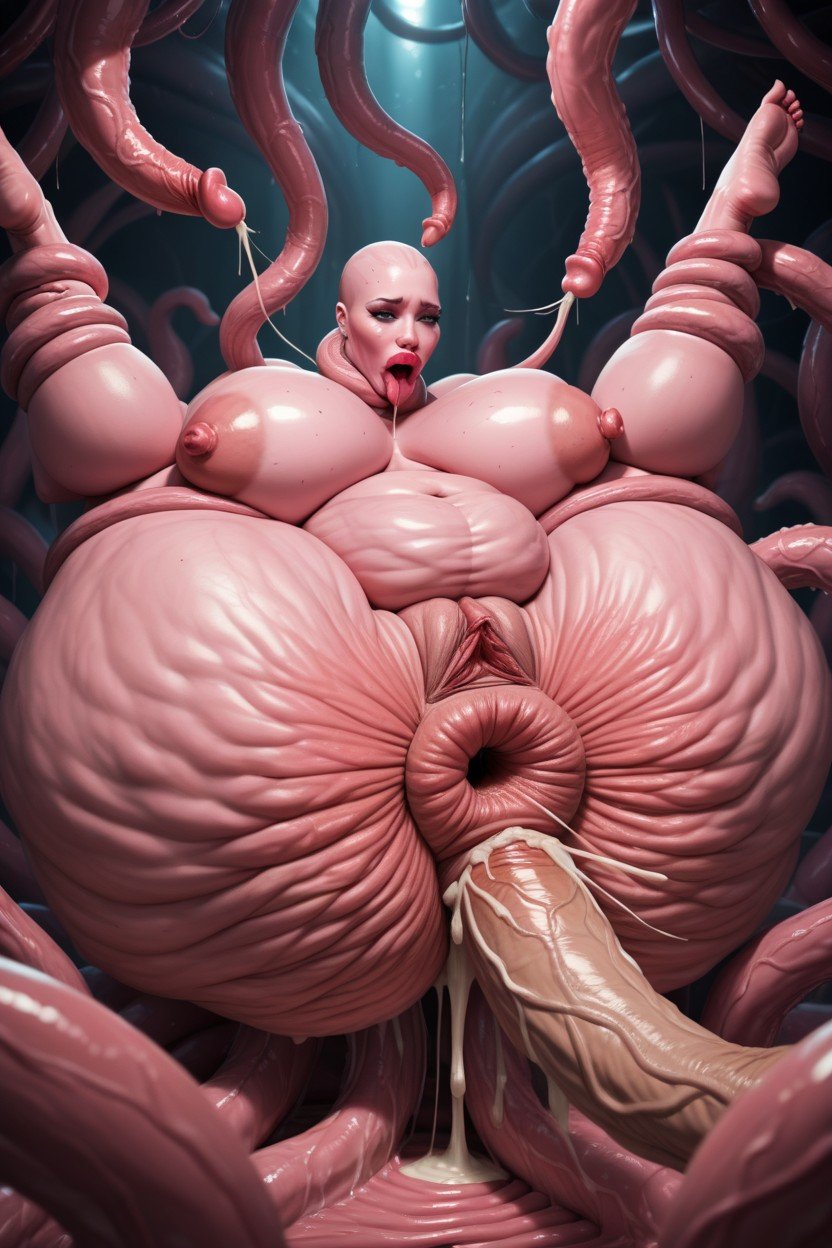 Enormously Fat Belly, Massive Tentacle Cock, Massive Skin Pornografia de IA