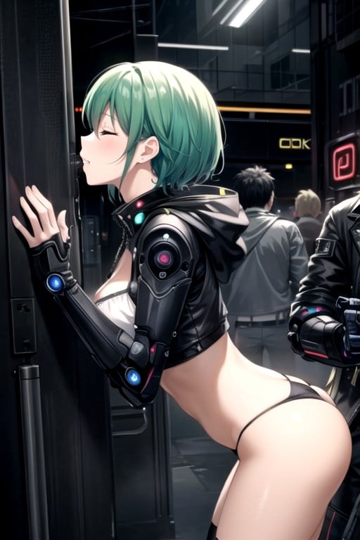 Cyberpunk, Thong, Grinning AI Porn