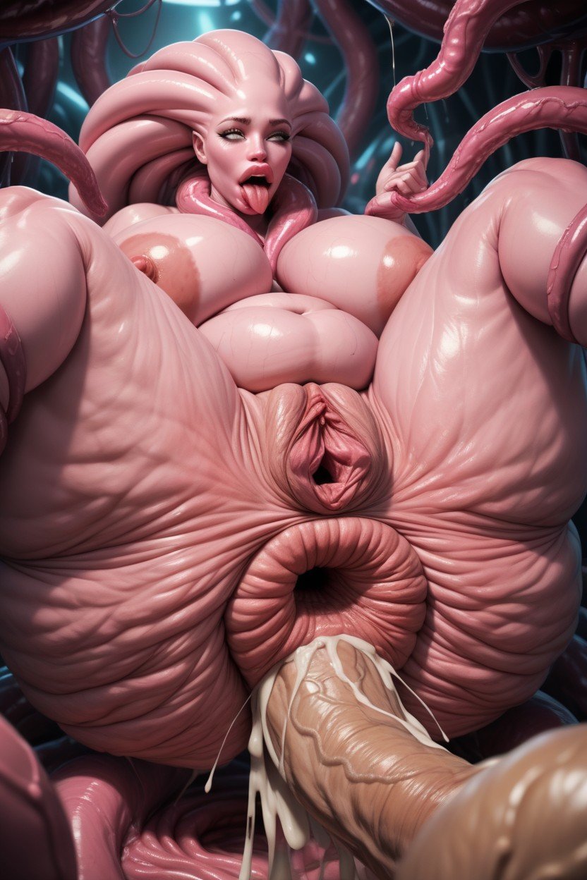 Tongue Out, Alien Planet, Enormously Fat Belly AI Porn