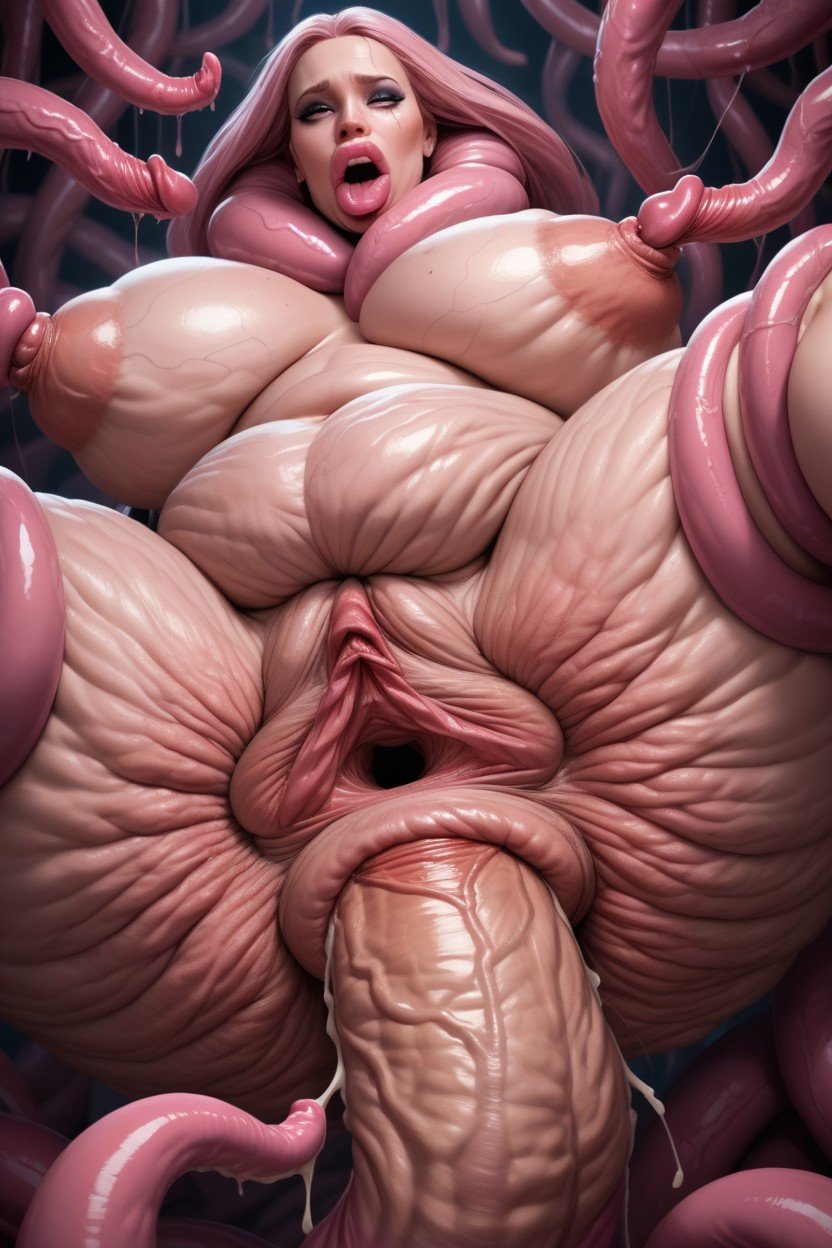 Pink Tentacle Groping Breast, Massive Cellulite, Huge Pussy; Enormous PussyAIポルノ