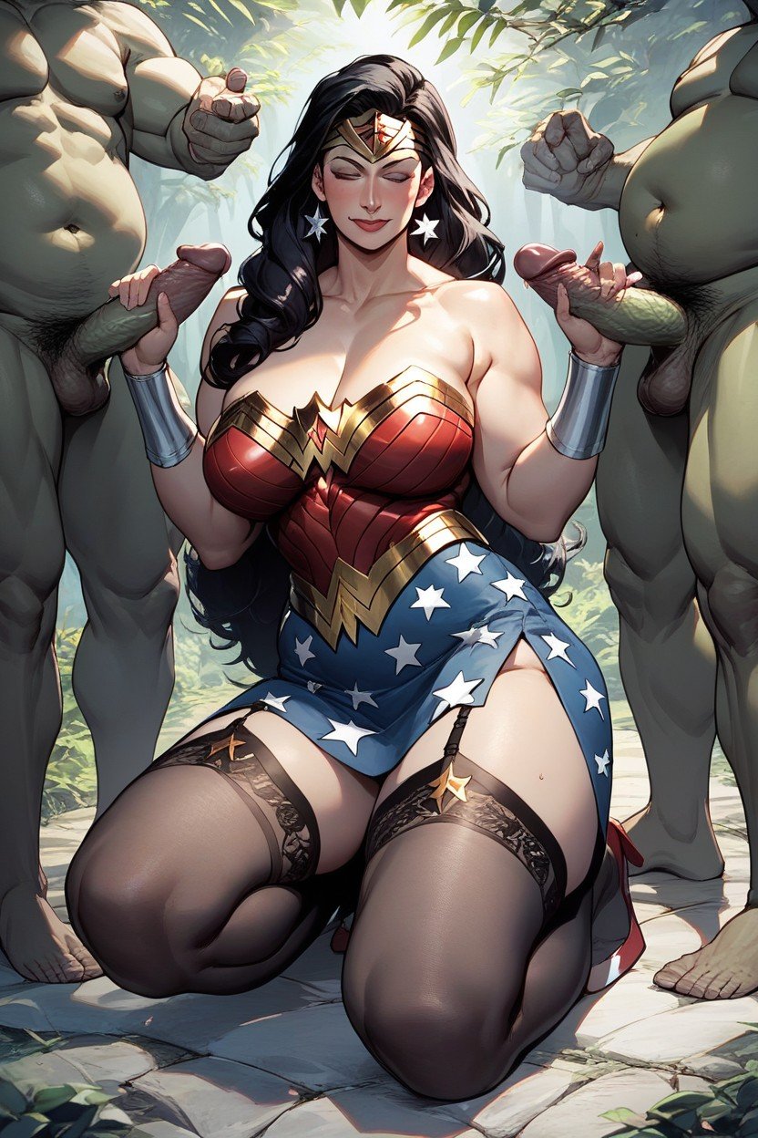 She, Japanese, Wonder Woman Was Hypnotized Doing Handjob For A Monster Pornografia de IA