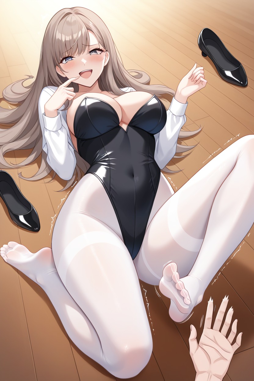 Ticklish, Opaque White Pantyhose, Laughing Hysterical Hentai AI Porn