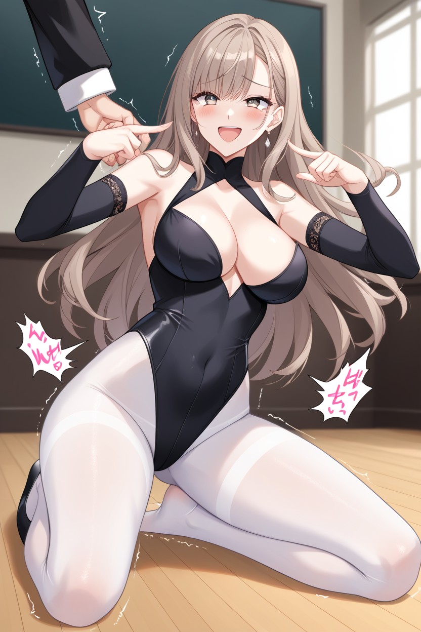 Ballerina Fair Skin, Kneeling, Pale Brown Hair Hentai AI Porn