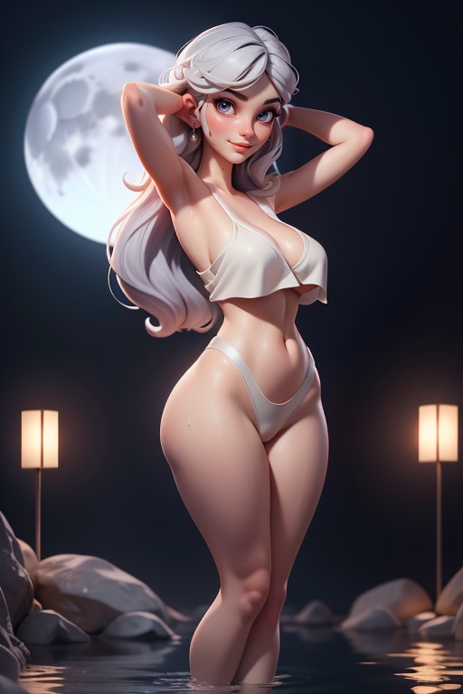 Wet Skin Dripping With Water, Rounded Eyebrows, Axillary Hentai AI Porn