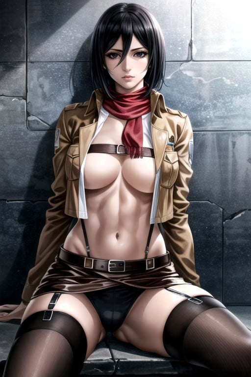 Umbigo Exposto, Mikasa Ackerman (attack On Titan), Surreal Travesti IA Pornô