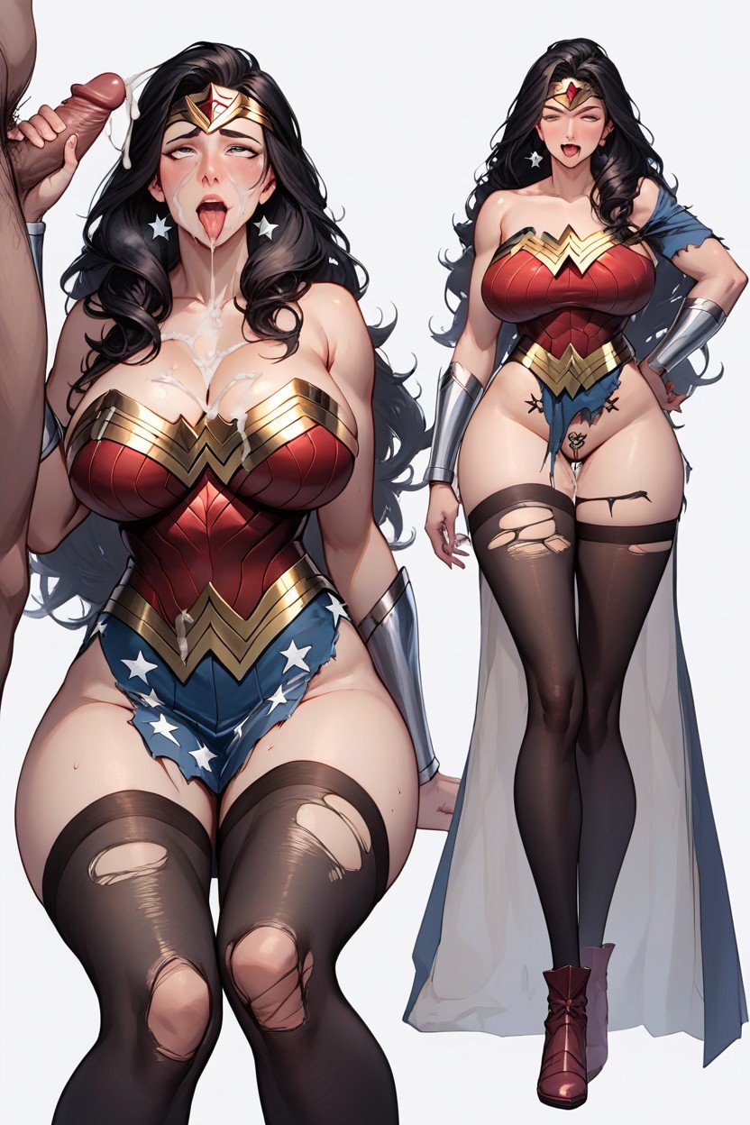 Wonder Woman Was Hypnotized Doing Handjob For A Monster And Cum Shot On Her Face, Japanese, Sitting Down AI Porn