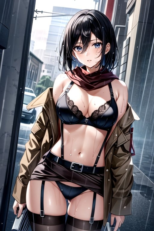 Mikasa Ackerman (attack On Titan), Nylon Stockings, Wet Clothes Hentai AI Porn