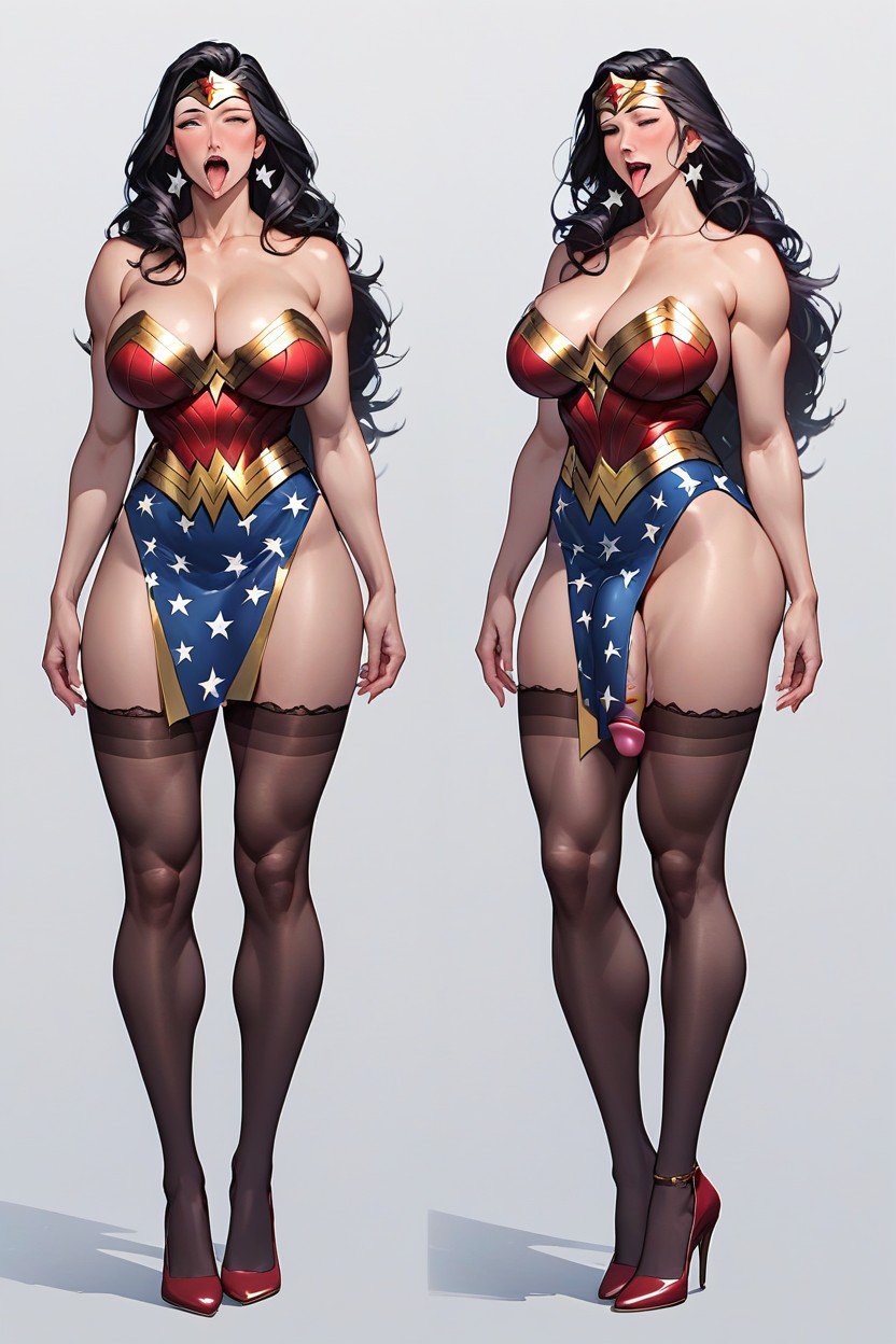 Wonder Woman Is A Futanari And Her Cock Is Under Her Tight Suit, 미니스커트, Full Body ImageAI 포르노