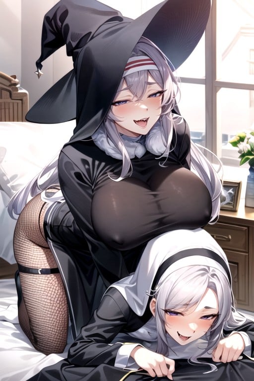 Natural Breast, Fishnets, Nun AI Porn