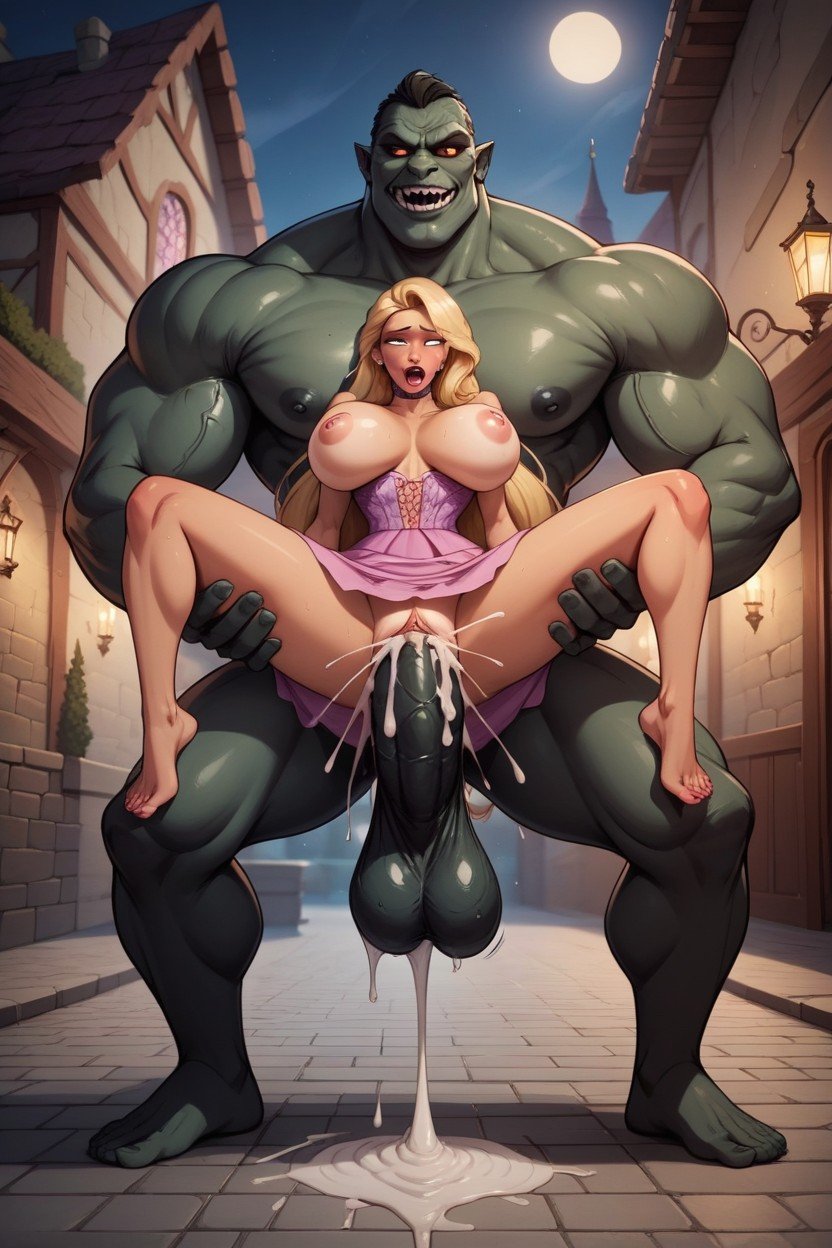 Rapunzel Getting Fucked By Monster With Gigantic Cock, Hard Sex, Cum Pouring From Pussy AI Gay Porn