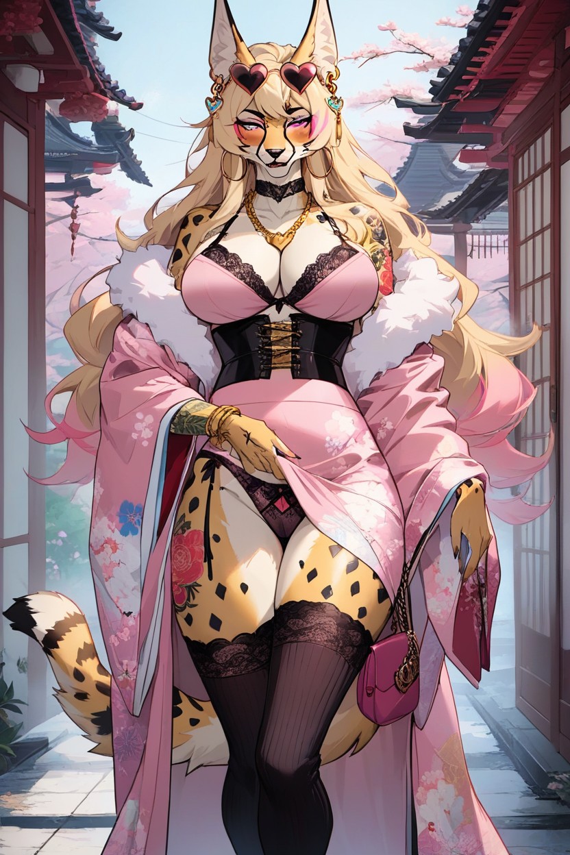 Coy, Large Fluffy Chest Tuff, Pink Eyeshadow Furry AI Porn