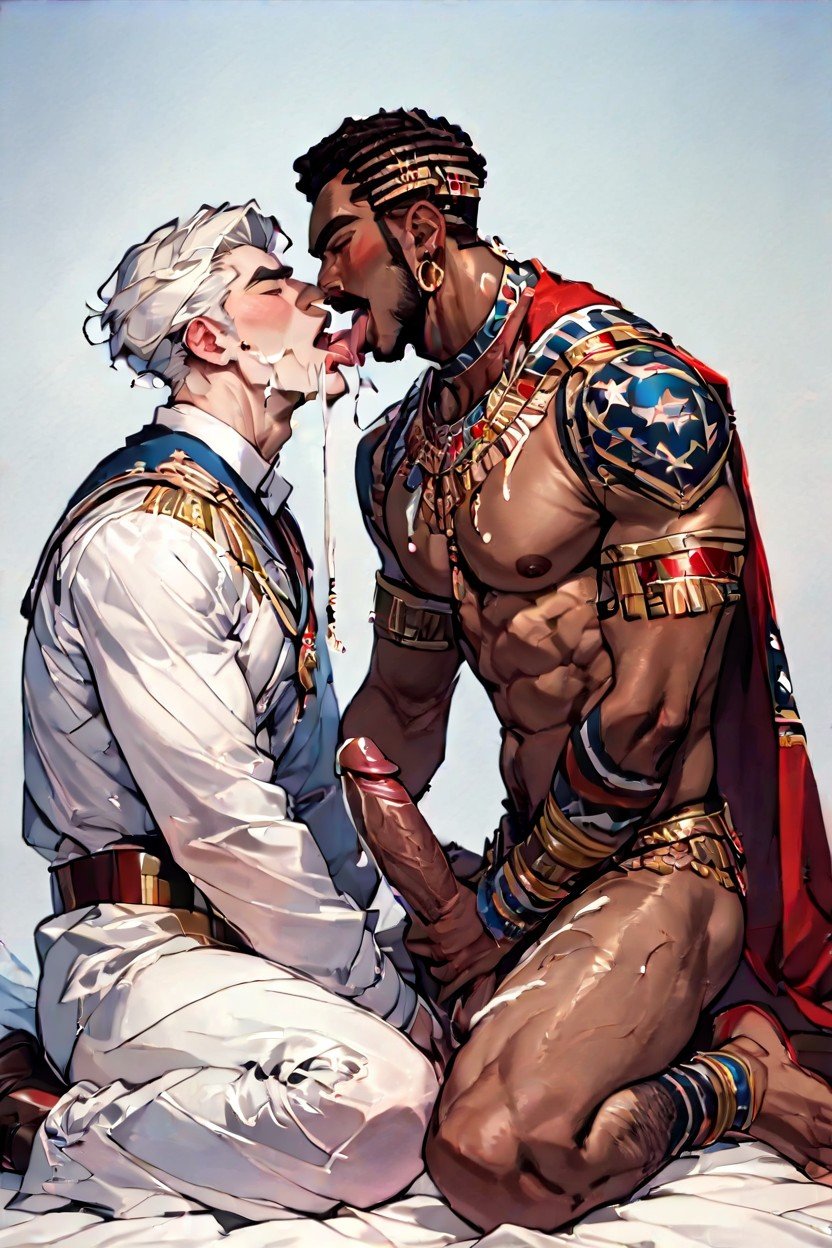 Corps Entier, Gaywhite Man Giving Blowjobafrican American Man Blowjobcumshotafrican-american Man Sitting On A Gold Throneafrican-american Received Blowjob From White Manwhite Man Licking Cock, ÉjaculationPorno IA