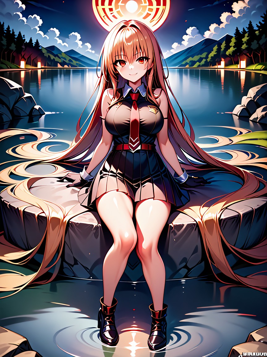 Laying, Red Eyes, Detailed Eyes Hentai AI Porn